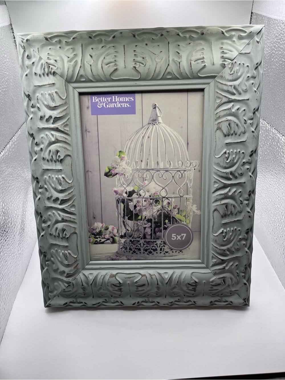 Embossed Scroll 5x7 Picture Frame Sage Green Vintage style